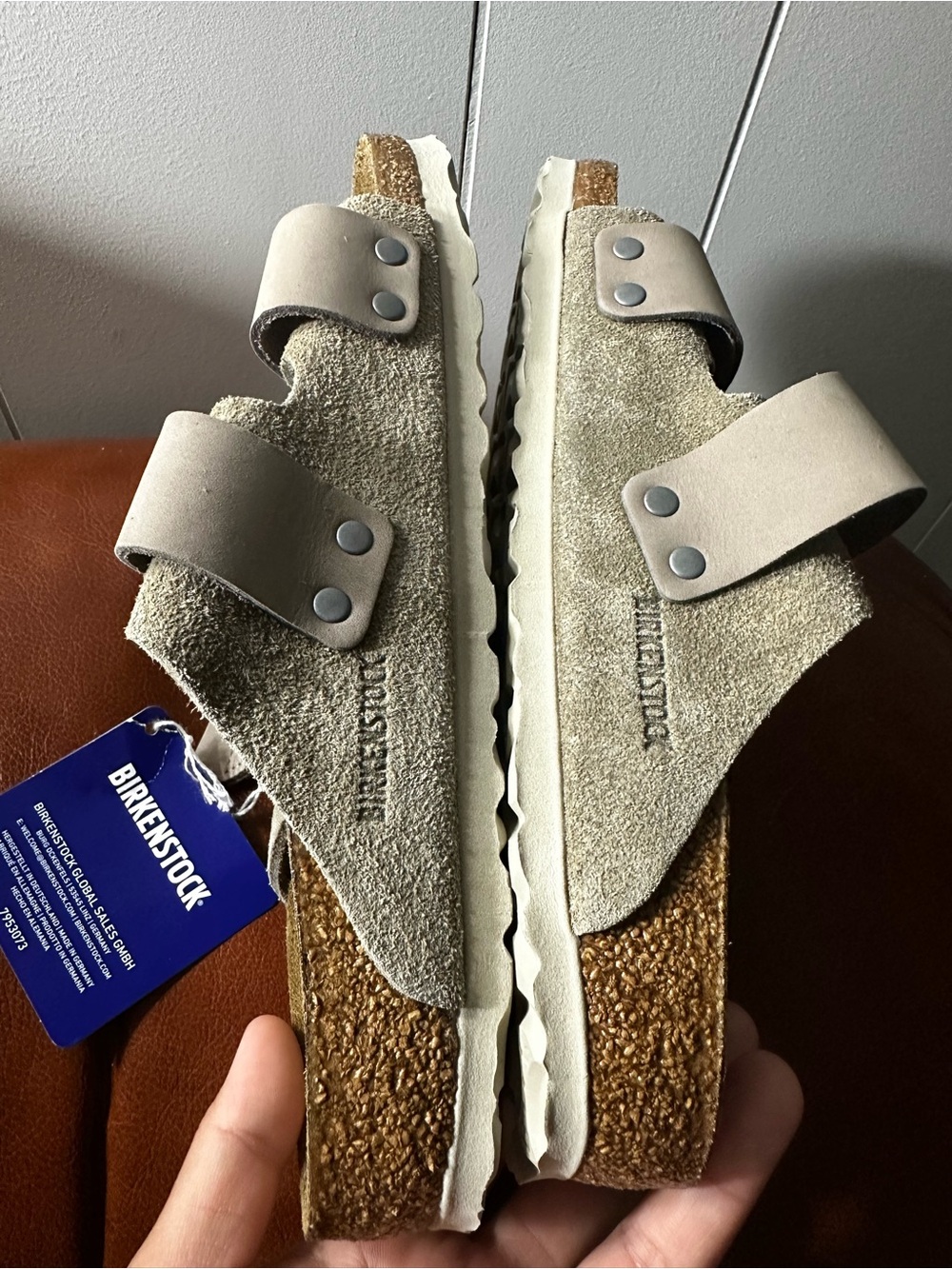Birkenstock Women's Double Strap Sandals in Beige Taupe - Picture 4 of 9